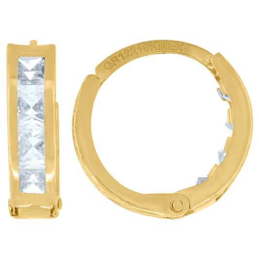 10Kt Gold Cz Hoop Earrings