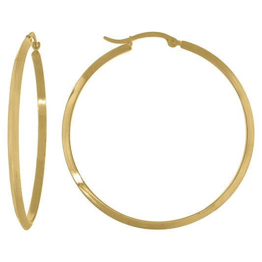 14Kt Gold Triangle Polished Hoop Earrings