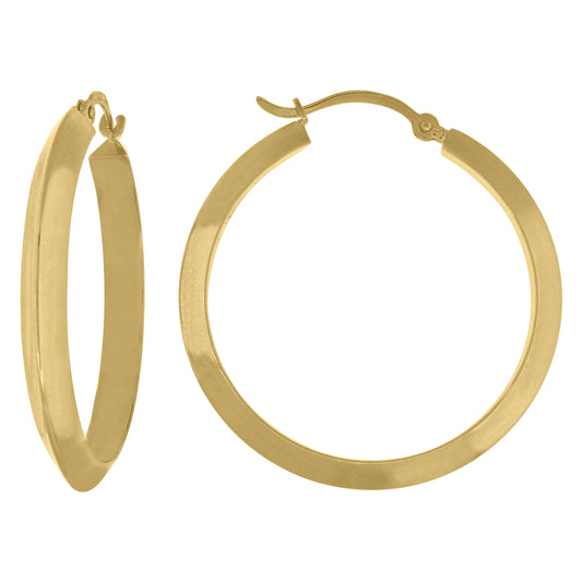 14Kt Gold Triangle Polished Hoop Earrings