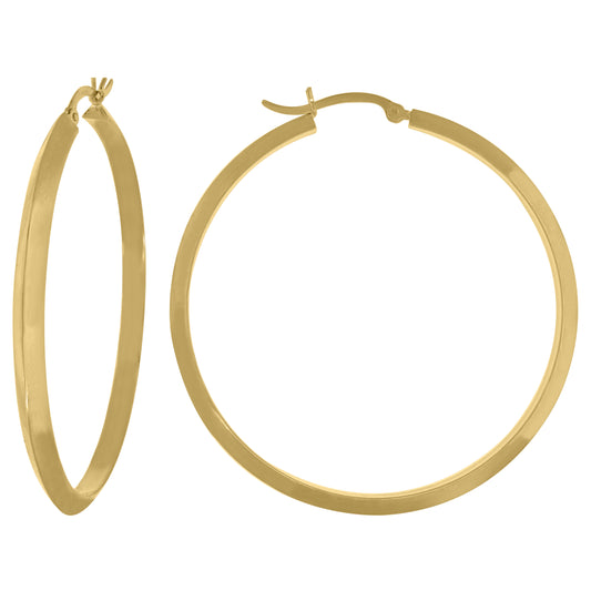 14Kt Gold Triangle Polished Hoop Earrings