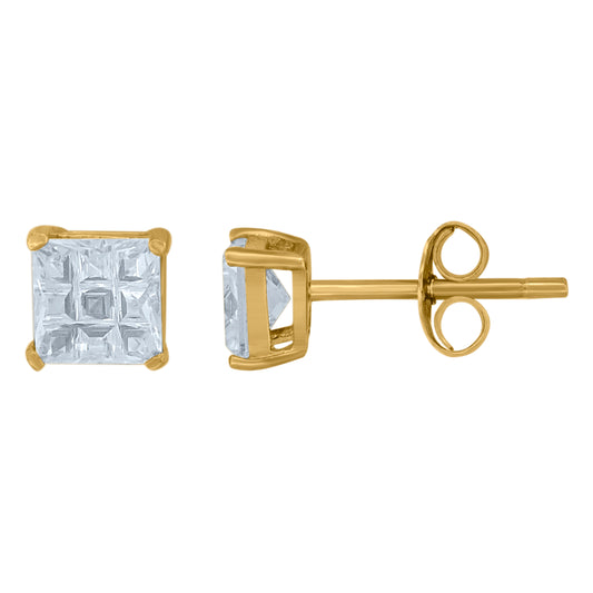 925-Square 9Segment 3mm Earrings