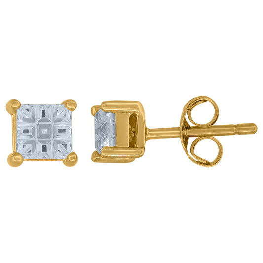 925-Square 9Segment 4mm Earrings