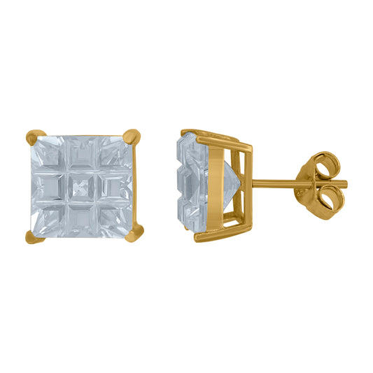 925-Square 9Segment 5mm Earrings