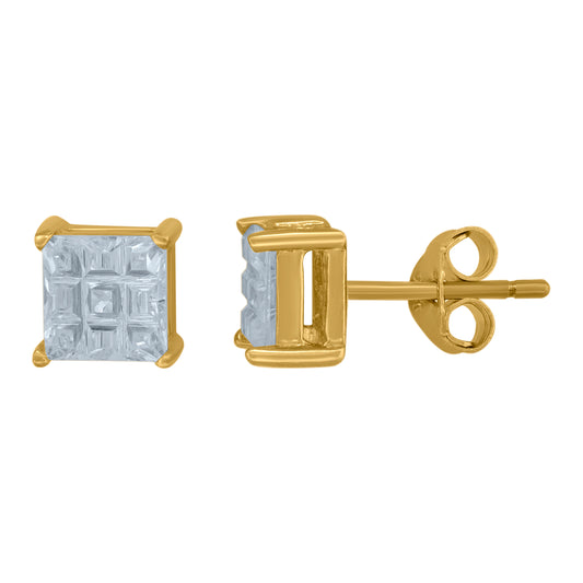 925-Square 9Segment 6mm Earrings