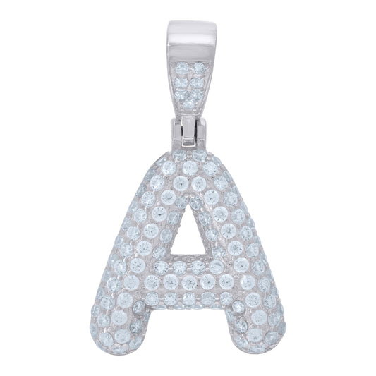 925 Sterling Silver Cz Pendant Initial Letter "A"