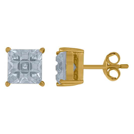 925-Square 9Segment 7mm Earrings
