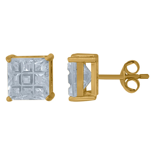 925-Square 9Segment 8mm Earrings