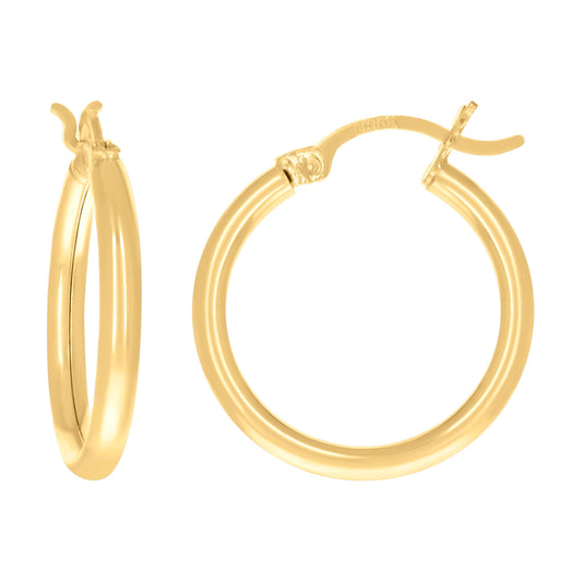 14Kt Gold 2mm-18 Plain Hoop Earrings