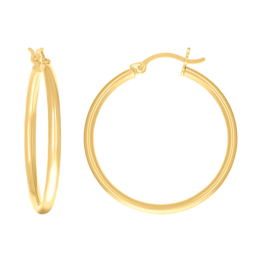 14Kt Gold 2mm-28 Plain Hoop Earrings