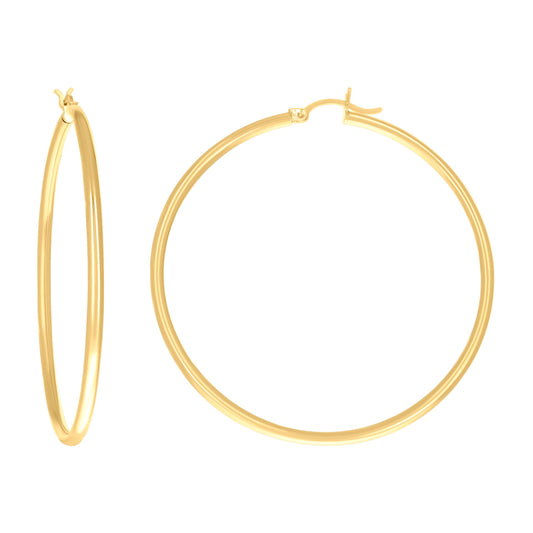 14Kt Gold 2mm-50 Plain Hoop Earrings