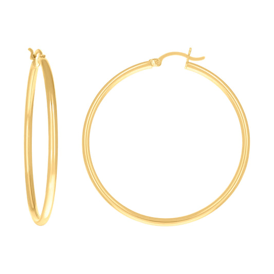 14Kt Gold 2mm-45 Plain Hoop Earrings