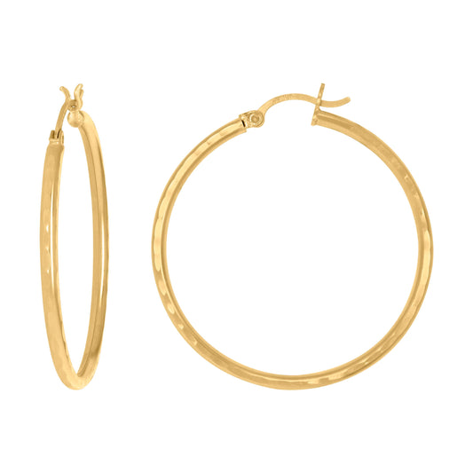 14Kt Gold D/C Hoop Earrings 2mm-38