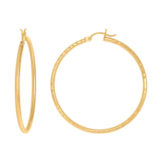 14Kt Gold D/C Hoop Earrings 2mm-45