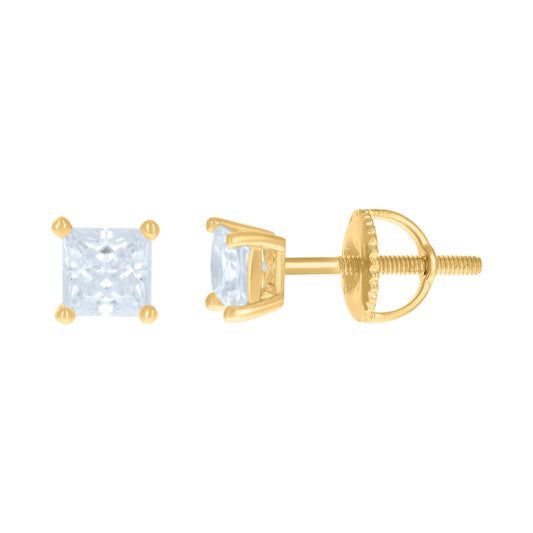 925 Sterling Silver 4mm Square Stud Earrings