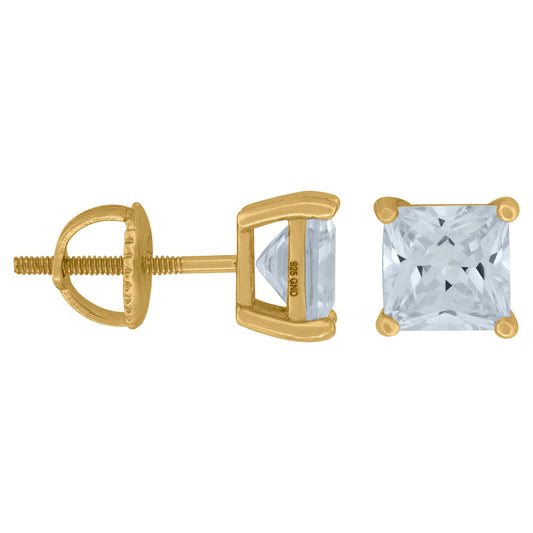 925 Sterling Silver 6mm Square Stud Earrings