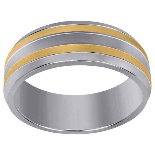 Titanium Yellow Tone Mens Comfort Fit Wedding Band 6mm Sizes 8 - 13