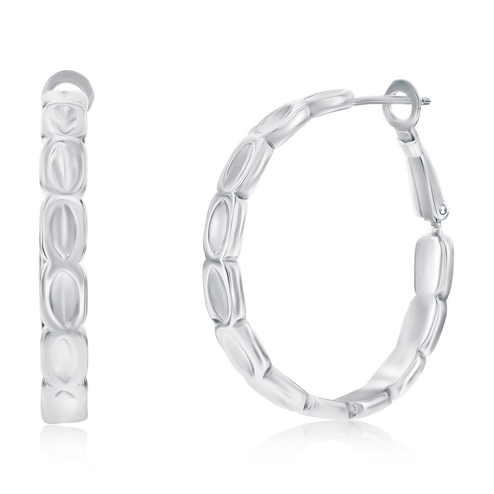 Sterling Silver, 28mm Polished Hoop Earrings