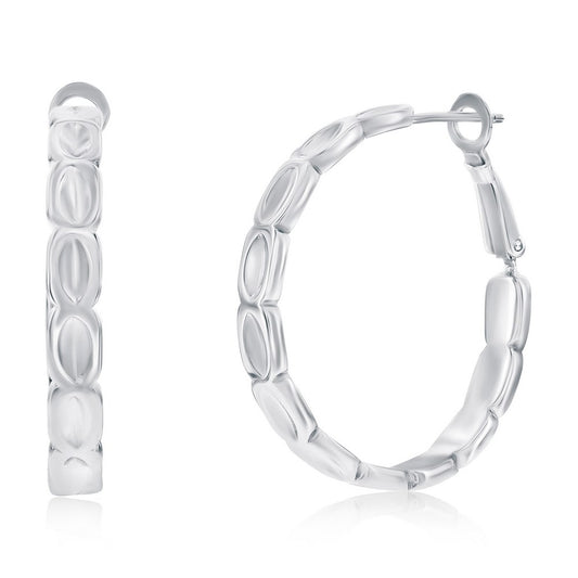 Sterling Silver, 28mm Polished Hoop Earrings