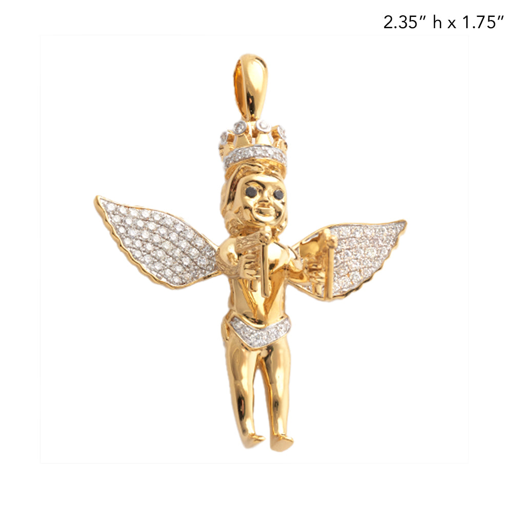 14KY 1.75CTW DIAMOND ANGEL WITH TWO UZI GUNS