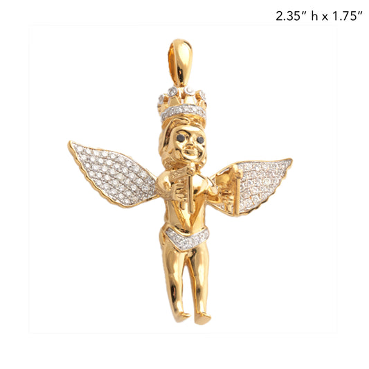 14KY 1.75CTW DIAMOND ANGEL WITH TWO UZI GUNS