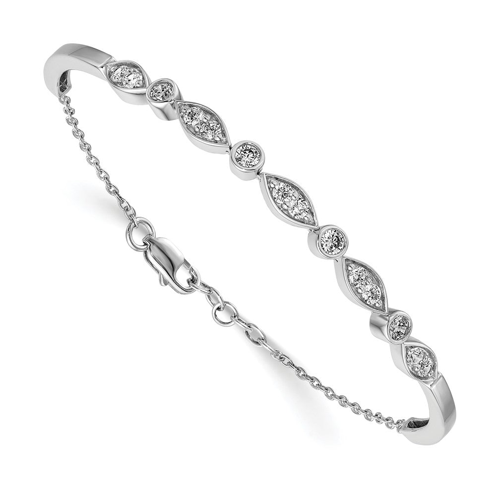 14k White Gold 1ct Lab Grown Diamond VS/SI+ G+ Bangle Bracelet