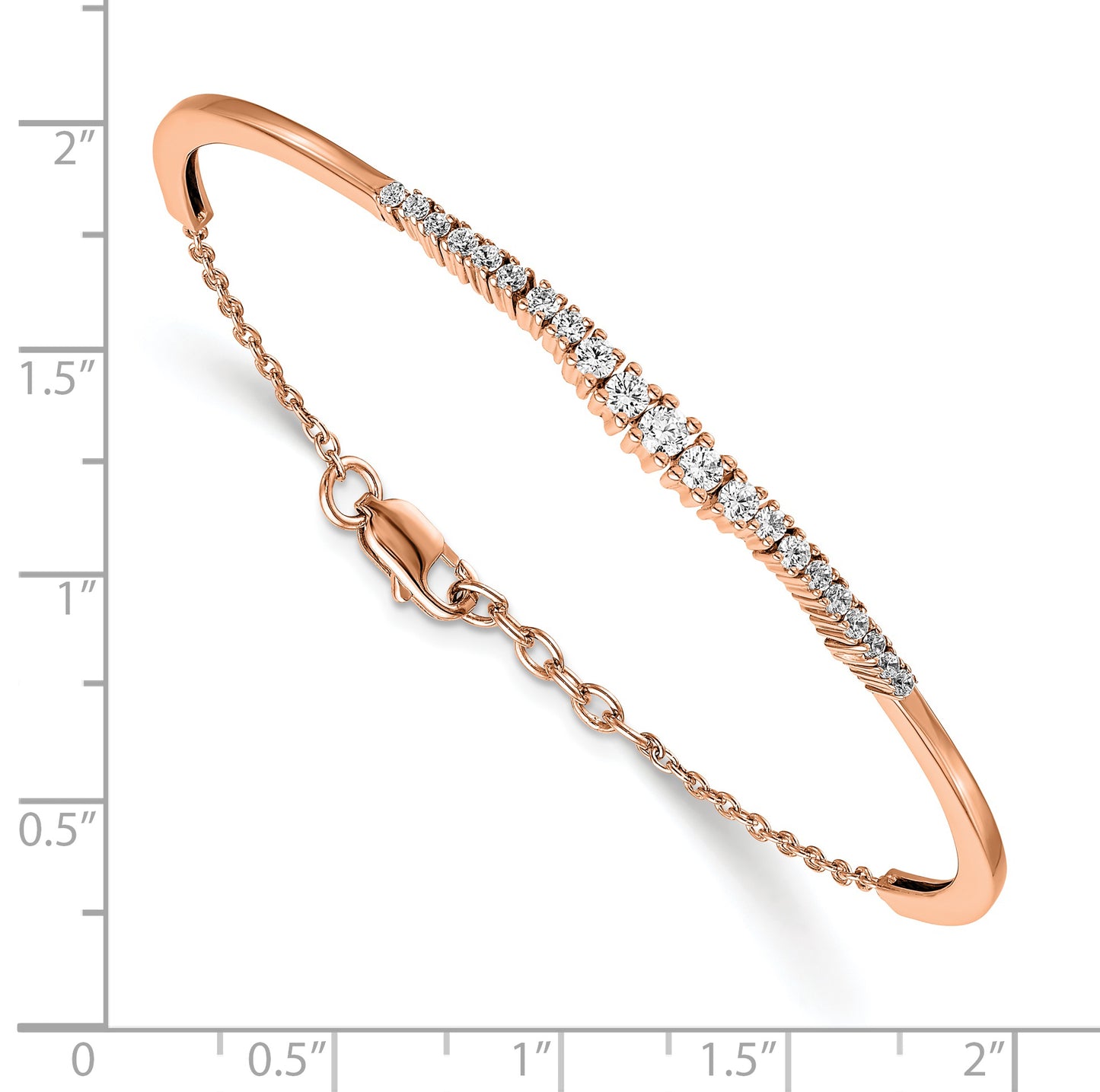 14k Rose Gold 3/4ct Lab Grown Diamond VS/SI+ G+ Graduated Bangle