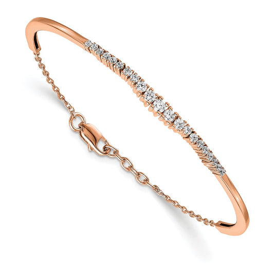 14k Rose Gold 3/4ct Lab Grown Diamond VS/SI+ G+ Graduated Bangle