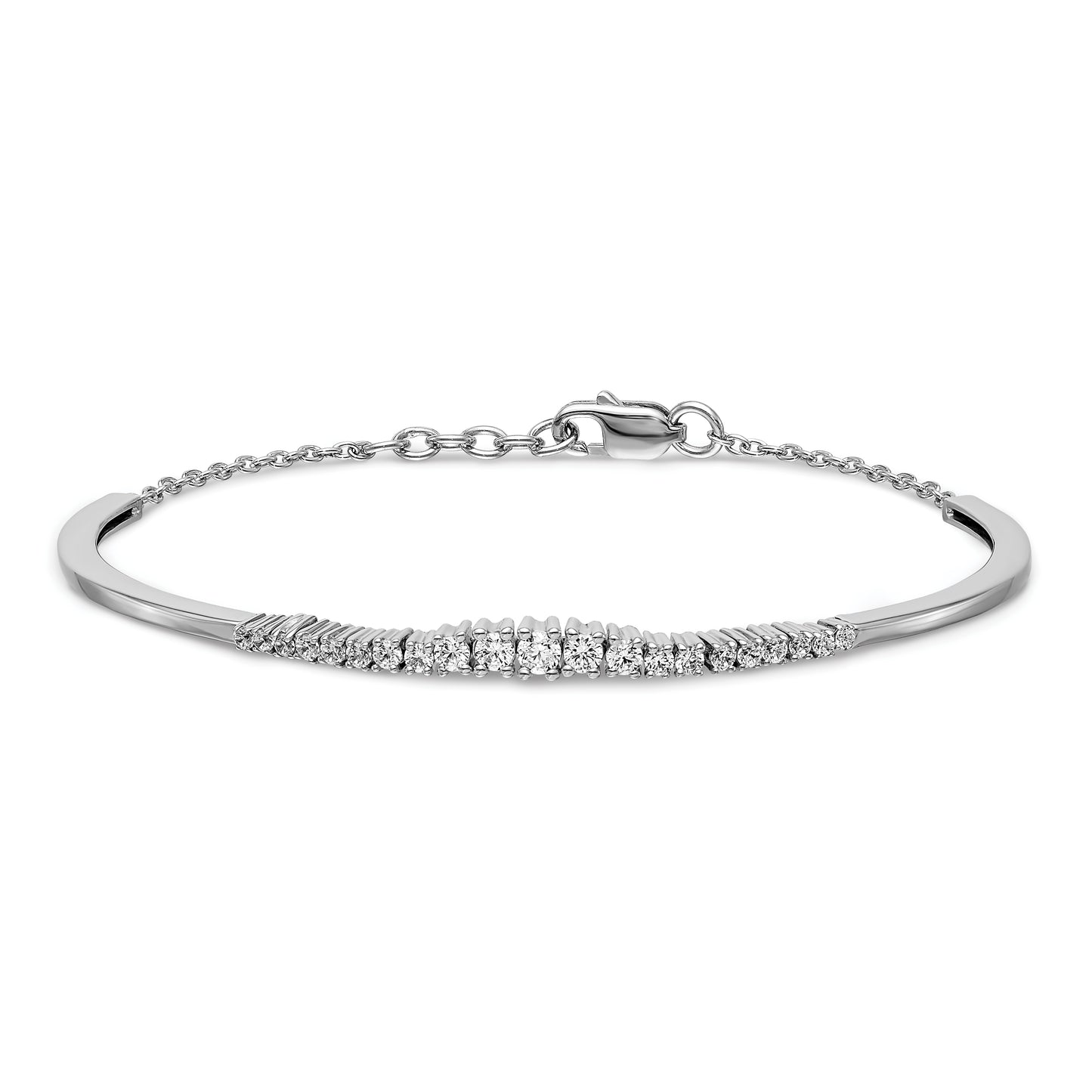 14k White Gold 3/4ct Lab Grown Diamond VS/SI+ G+ Graduated Bangle
