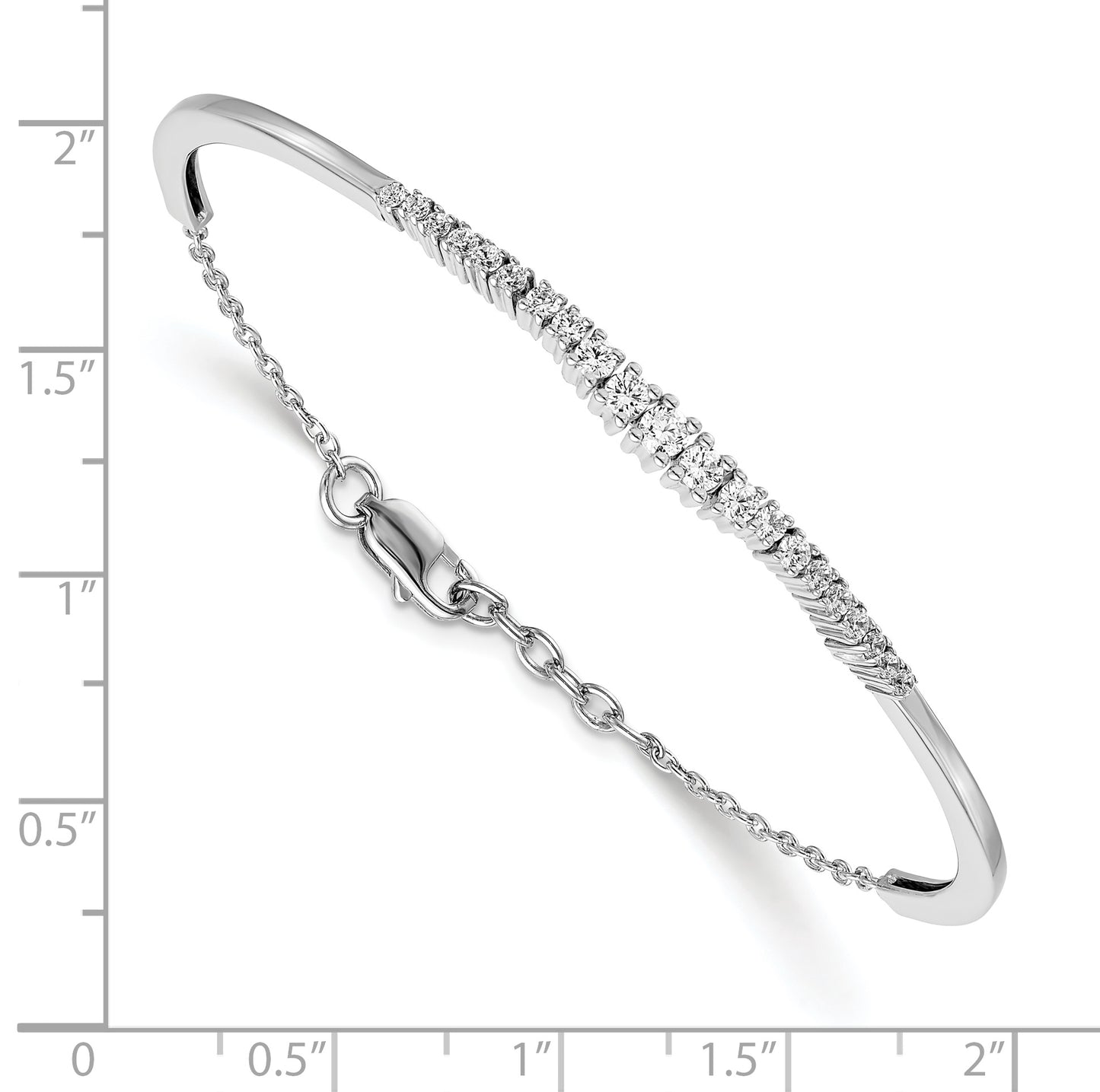 14k White Gold 3/4ct Lab Grown Diamond VS/SI+ G+ Graduated Bangle
