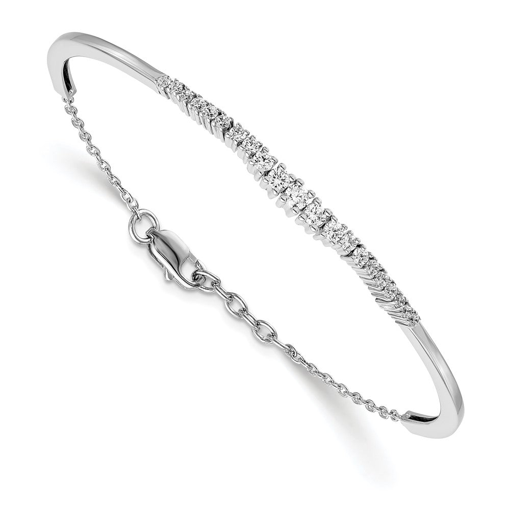 14k White Gold 3/4ct Lab Grown Diamond VS/SI+ G+ Graduated Bangle