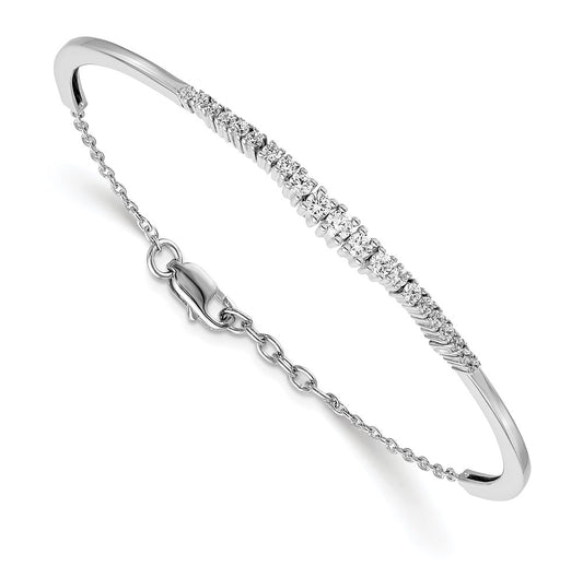 14k White Gold 3/4ct Lab Grown Diamond VS/SI+ G+ Graduated Bangle