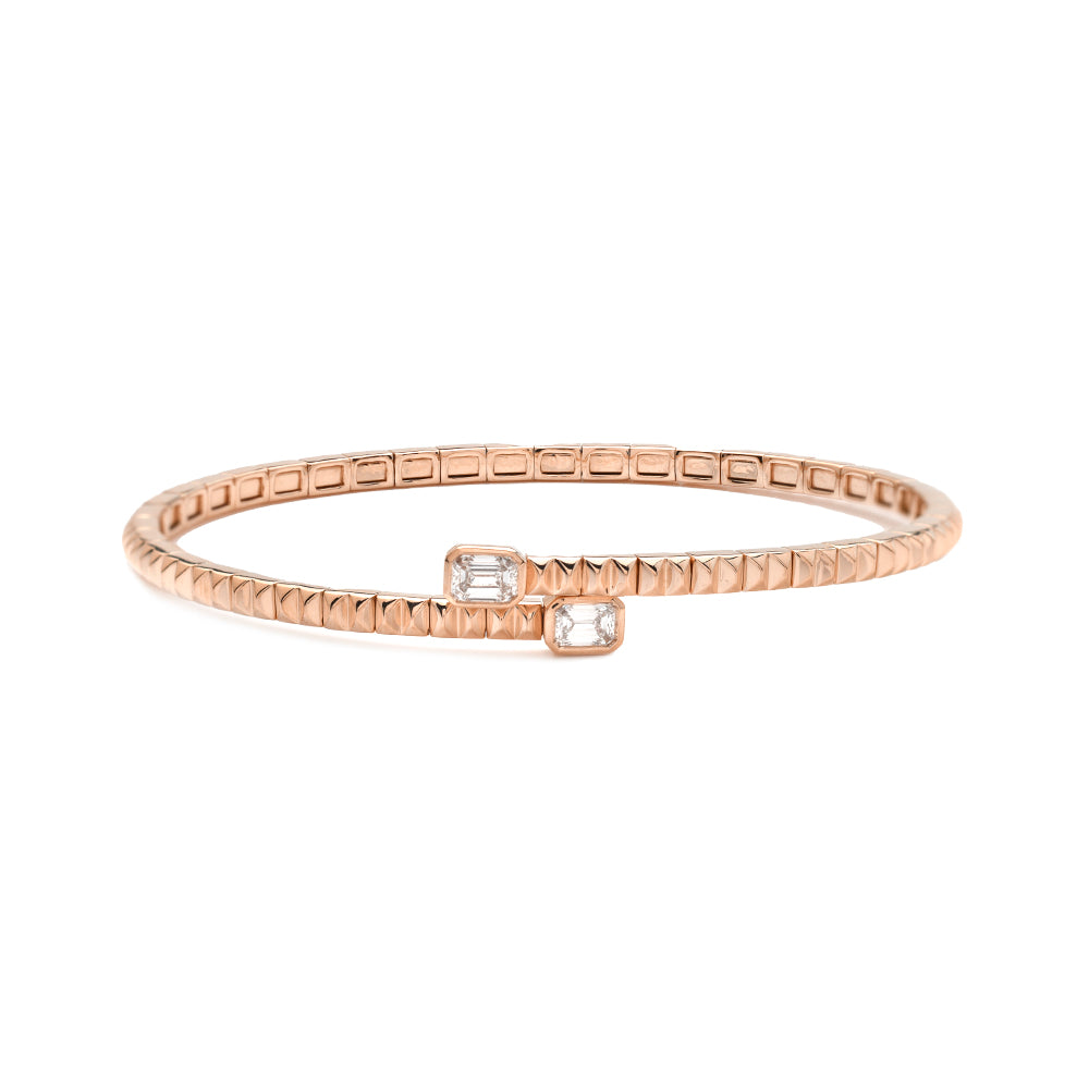 14KR 0.65CTW DIAMOND FLEXIBLE CUFF BANGLE