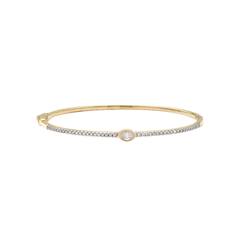 14KY 0.70CTW DIAMOND MARQUISE & ROUND BANGLE