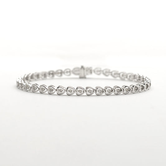 14KW 0.35CTW DIAMOND HEART TENNIS BRACELET