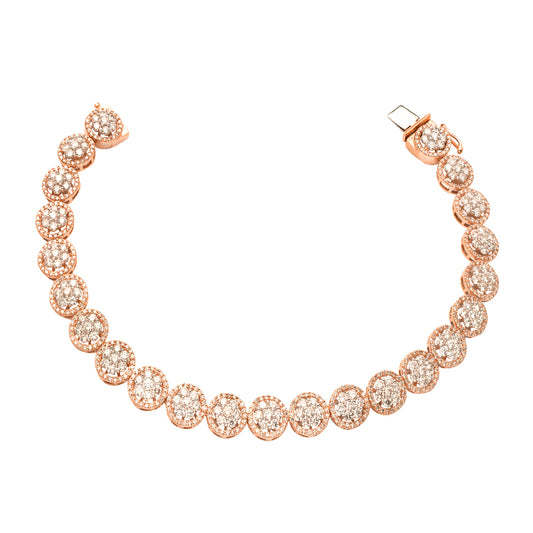 14KR 7.75CTW DIAMOND CLUSTER CIRCLE BRACELET