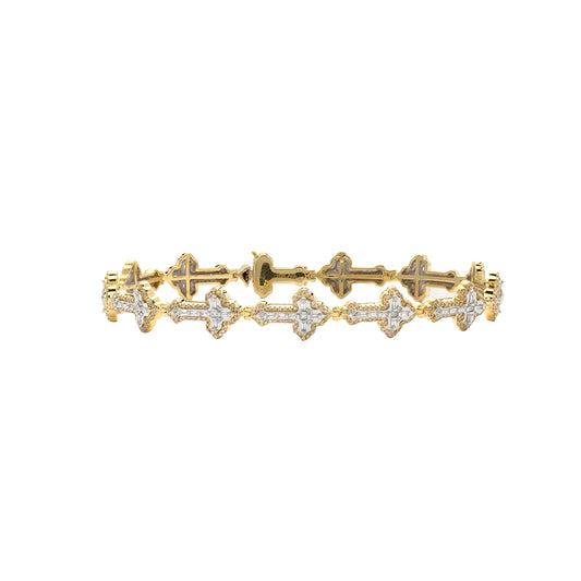 10KY 1.70CTW BAGUETTE DIAMOND CROSS BRACELET