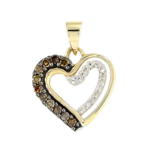 10KY 0.25CTW CD+WD HEART PENDANT