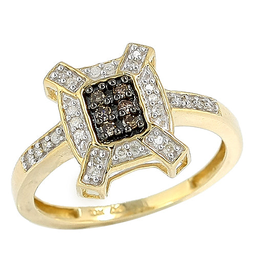 10KY 0.25CTW BD+WD FANCY RING