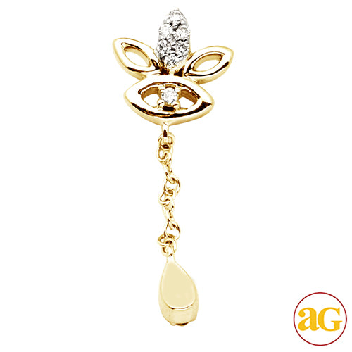 18KY 0.12CTW DIAMOND 3 LEAF SHAPED DANGLING