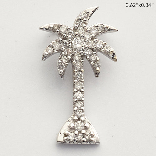14KW 0.15CTW DIAMOND PALM TREE PENDANT