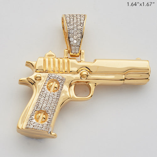 14KY 1.20CTW DIAMOND HANDGUN PENDANT
