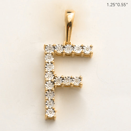 10KY 0.03CTW ILLUSION SET DIAMOND INITIAL PENDANT