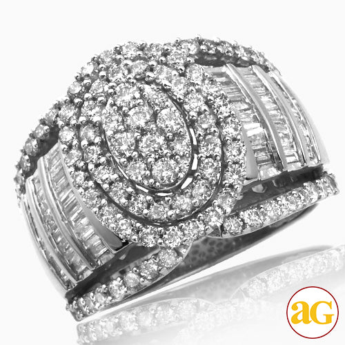 10KW 2.00CTW DIAMOND OVAL CLUSTER RING WITH 2-ROW