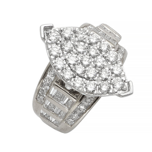 14KW 3.15CTW MARQUISE CLUSTER RING