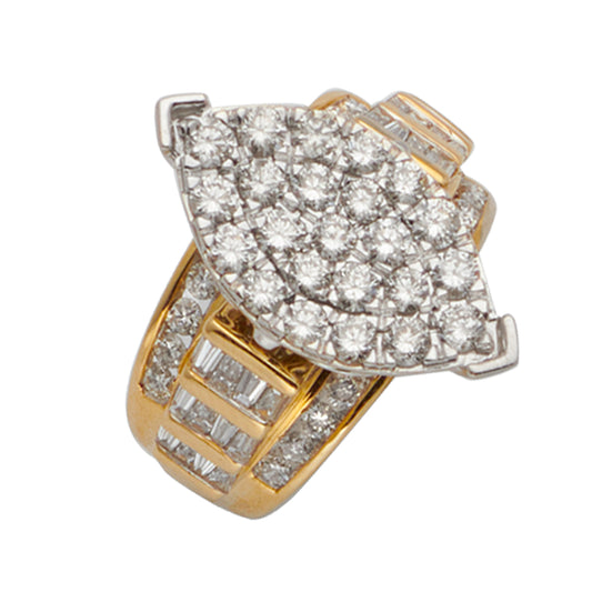 14KY+W 3.15CTW MARQUISE CLUSTER RING