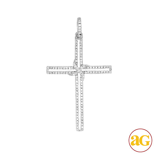 14KW 0.20CTW DIAMOND CROSS PENDANT