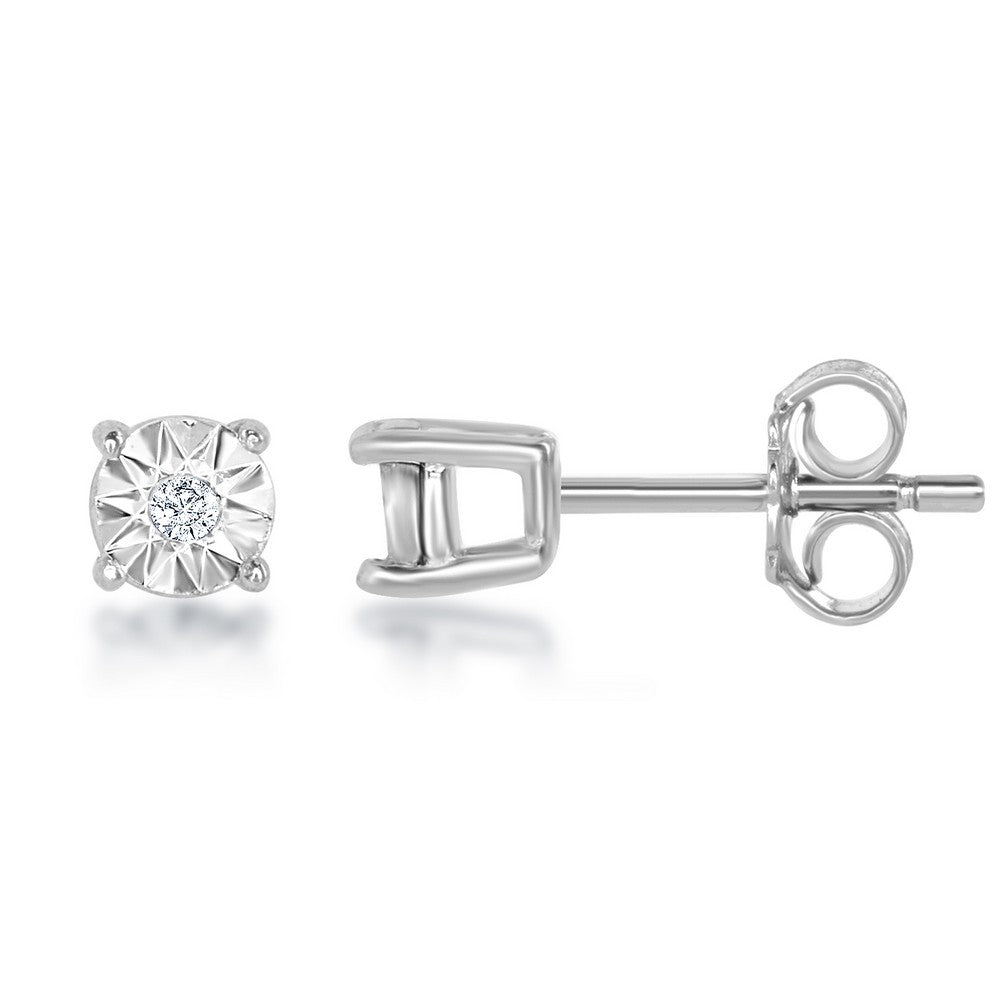 Sterling Silver, 3MM Diamond Studs (0.02tcw)