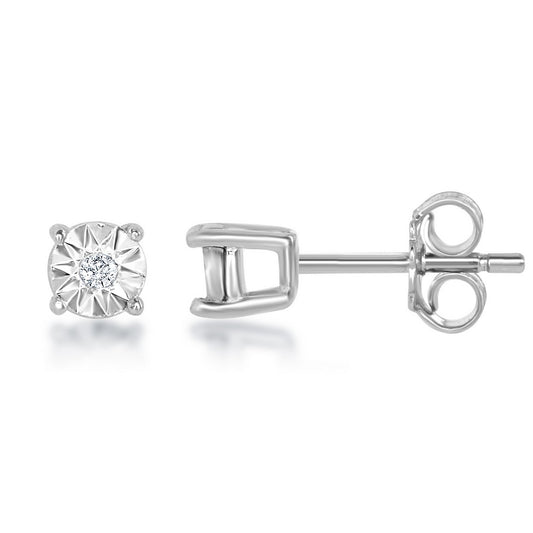 Sterling Silver, 3MM Diamond Studs (0.02tcw)
