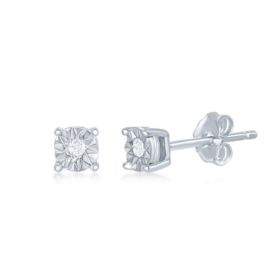 Sterling Silver, 4MM Diamond Studs (0.5tcw)