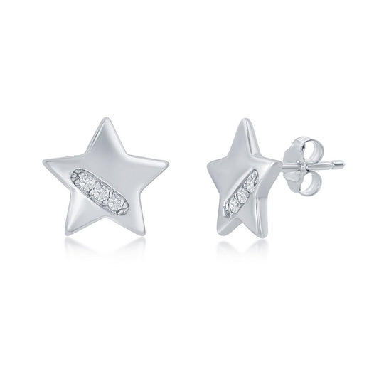 Sterling Silver Star CZ Earrings